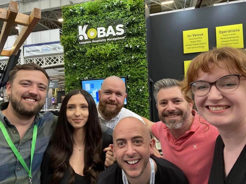 The Kobas team on the stand at a hospitality trade show